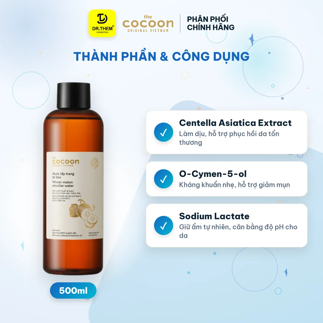 Nước Tẩy Trang Cocoon Bí Đao Winter Melon Micellar Water Làm Sạch Sâu Giảm Dầu Cho Da Dầu Mụn 500ml 5