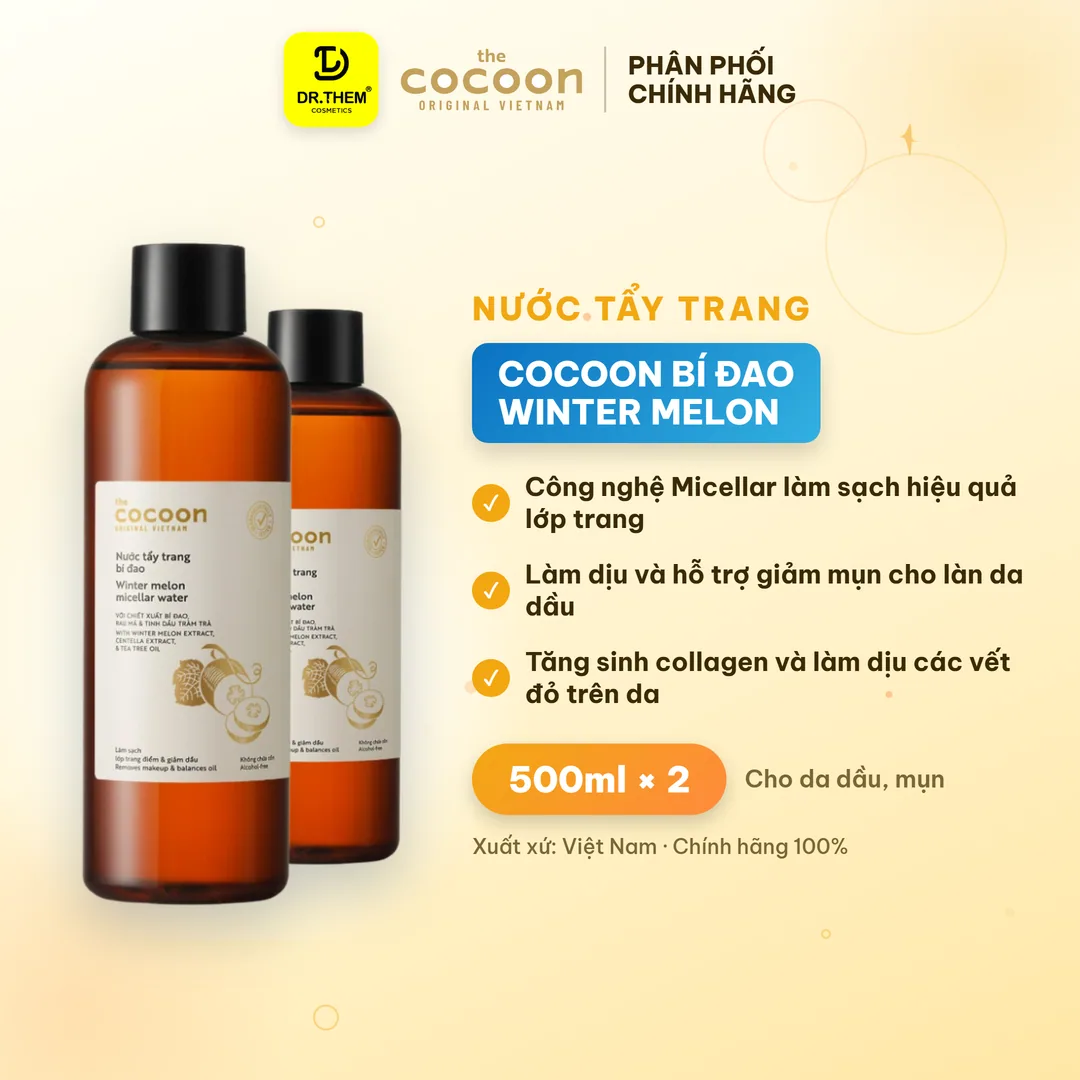 Nước Tẩy Trang Cocoon Bí Đao Winter Melon Micellar Water Làm Sạch Sâu Giảm Dầu Cho Da Dầu Mụn 500ml 2