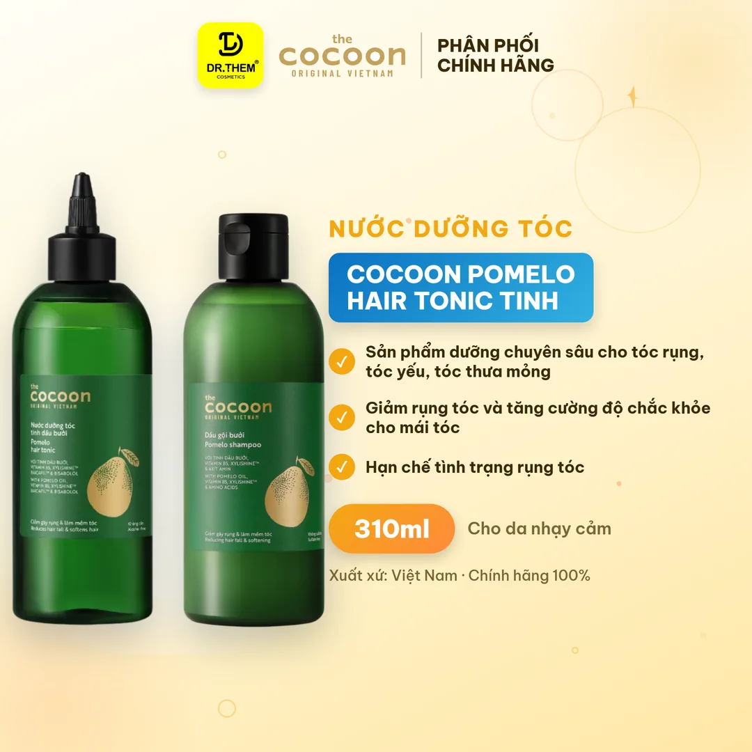 Nước Dưỡng Tóc Cocoon Pomelo Hair Tonic Tinh Dầu Bưởi Hỗ Trợ Giảm Rụng Tóc Cho Tóc Yếu Thưa Mỏng 310ml