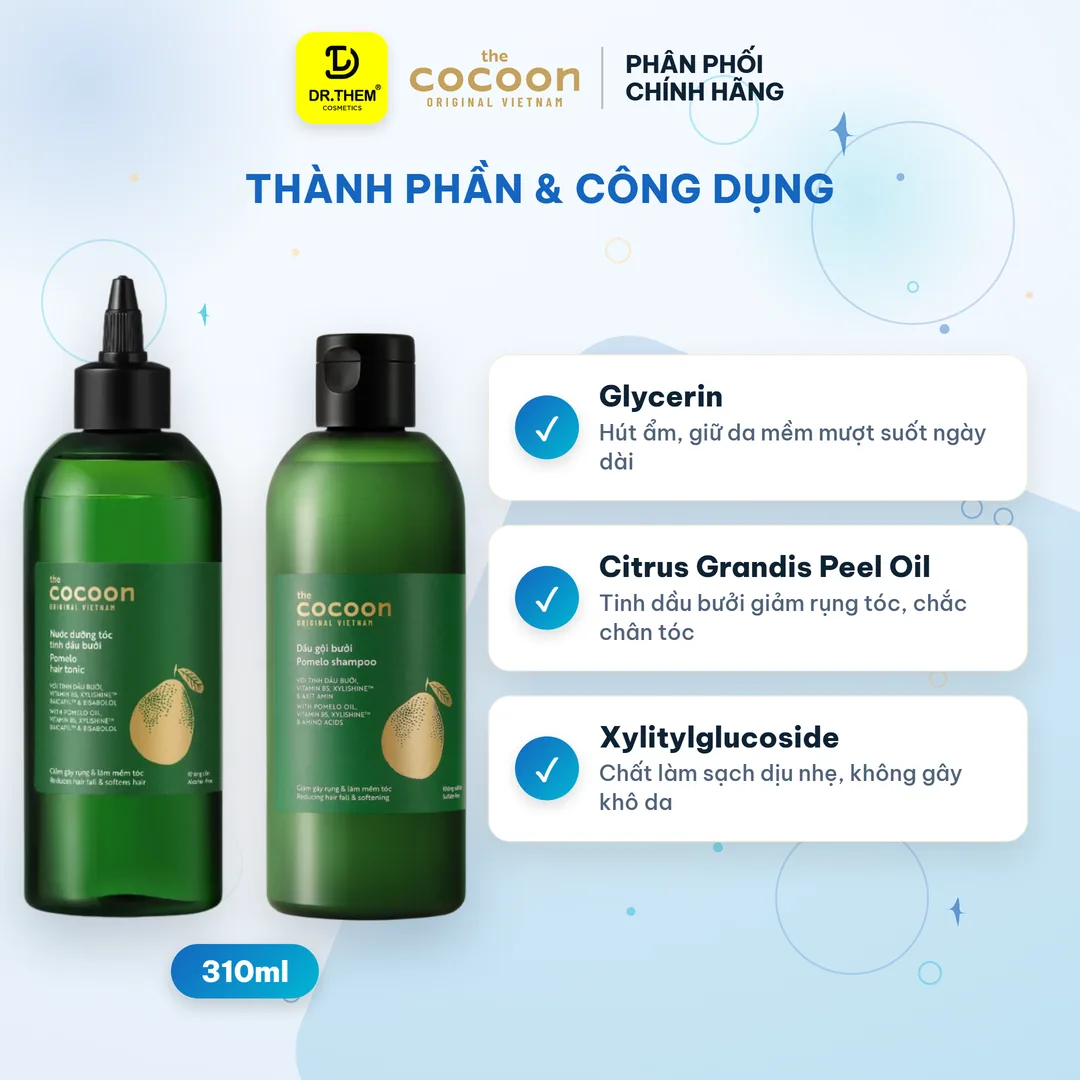 Nước Dưỡng Tóc Cocoon Pomelo Hair Tonic Tinh Dầu Bưởi Hỗ Trợ Giảm Rụng Tóc Cho Tóc Yếu Thưa Mỏng 310ml 5