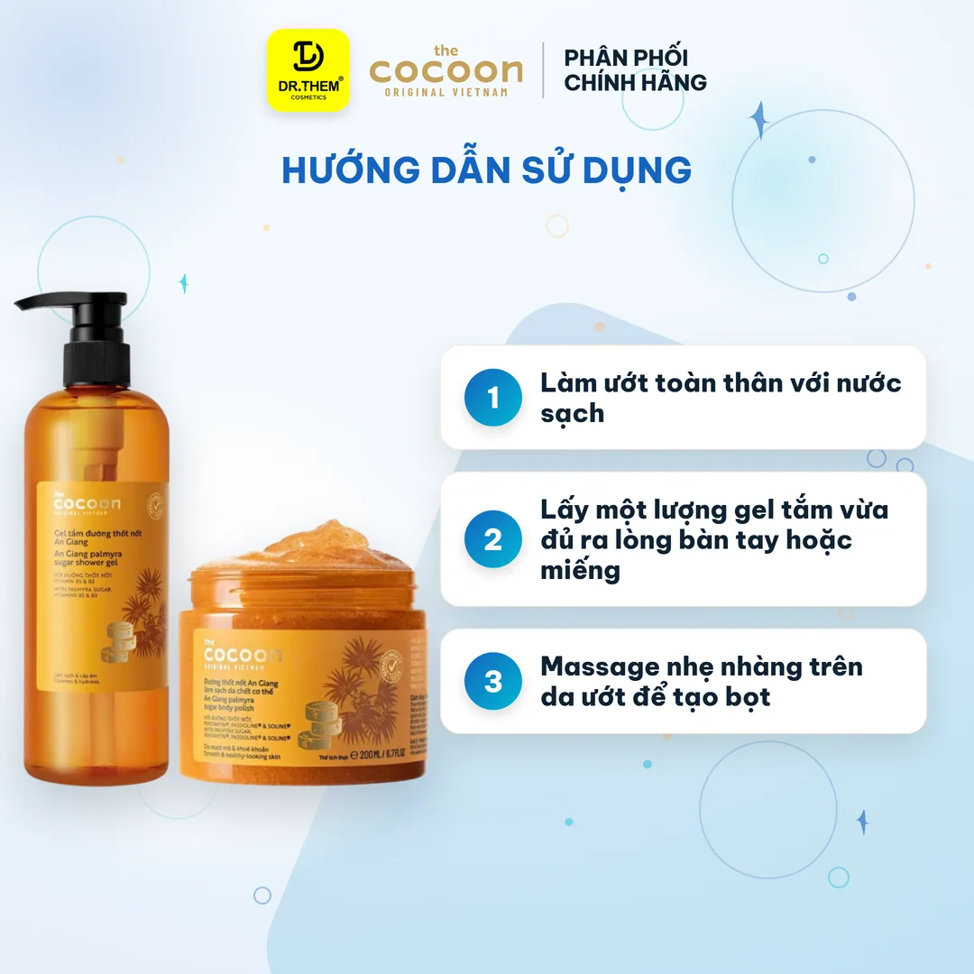 Gel Tắm Cocoon An Giang Palmyra Sugar Shower Gel Đường Thốt Nốt Làm Sạch Dịu Nhẹ Dưỡng Ẩm Mềm Mịn Da 500ml 7