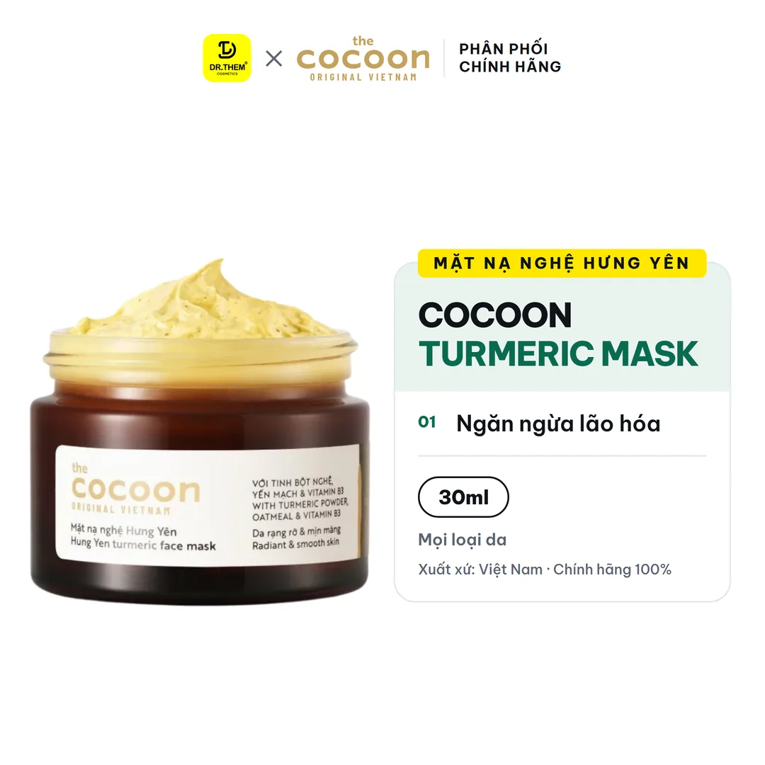 Mặt Nạ Nghệ Hưng Yên Cocoon Turmeric Mask Dưỡng Sáng Đều Màu Da Mịn Màng Rạng Rỡ Cho Mọi Loại Da 30ml