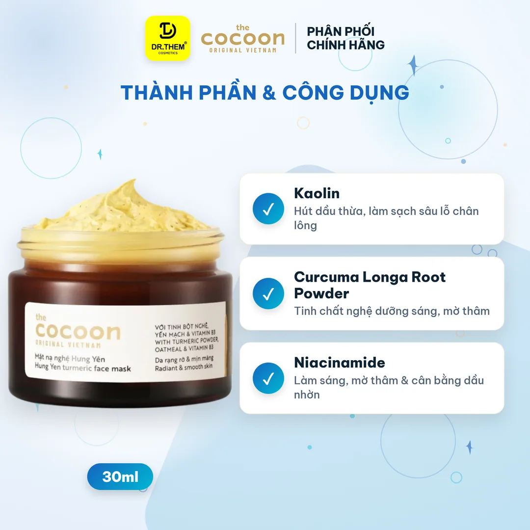 Mặt Nạ Nghệ Hưng Yên Cocoon Turmeric Mask Dưỡng Sáng Đều Màu Da Mịn Màng Rạng Rỡ Cho Mọi Loại Da 30ml 10