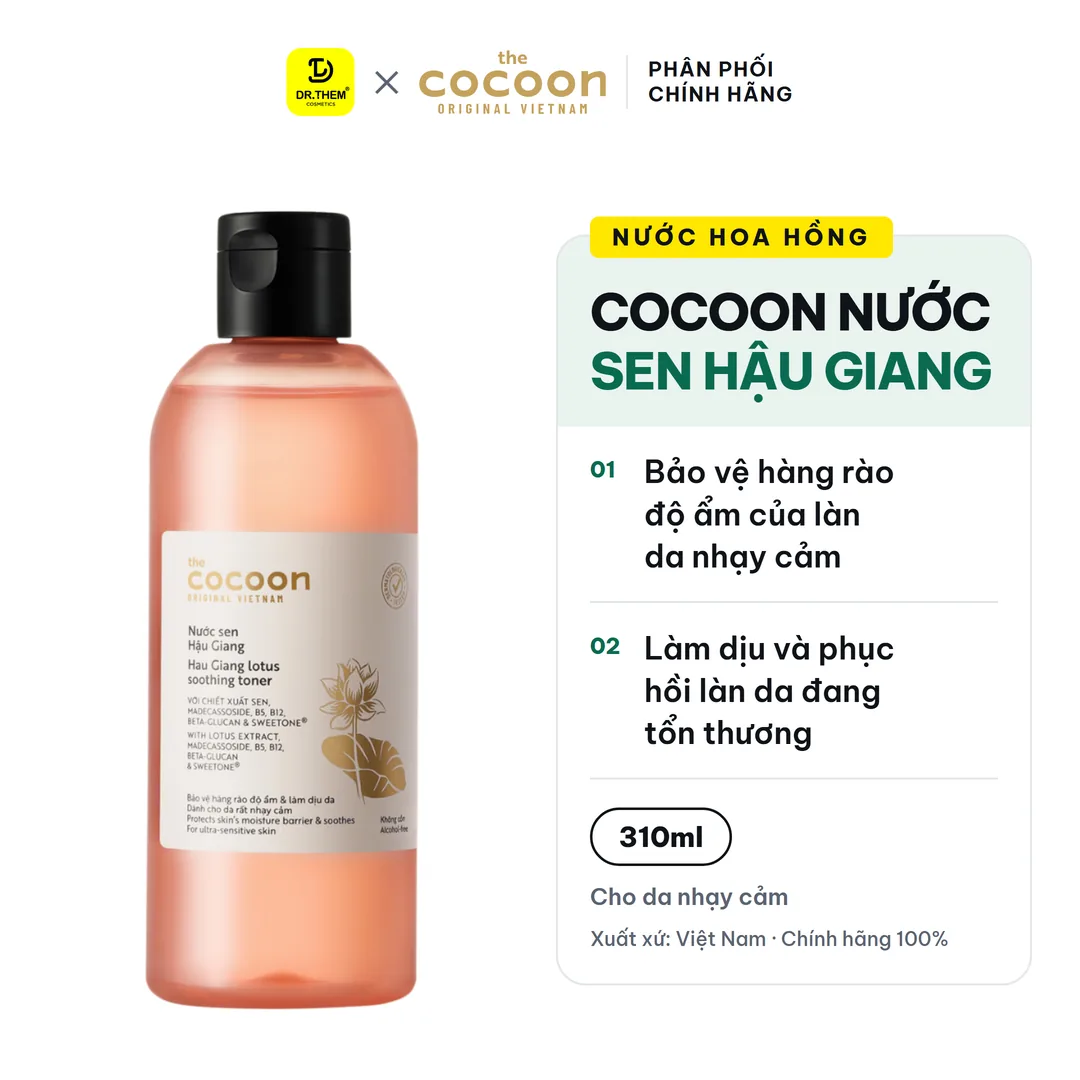 Nước Hoa Hồng Cocoon Nước Sen Hậu Giang Toner Hỗ Trợ Phục Hồi Cấp Ẩm Làm Dịu Cho Da Rất Nhạy Cảm 310ml