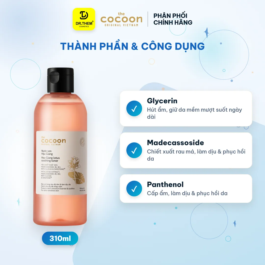 Nước Hoa Hồng Cocoon Nước Sen Hậu Giang Toner Hỗ Trợ Phục Hồi Cấp Ẩm Làm Dịu Cho Da Rất Nhạy Cảm 310ml 6