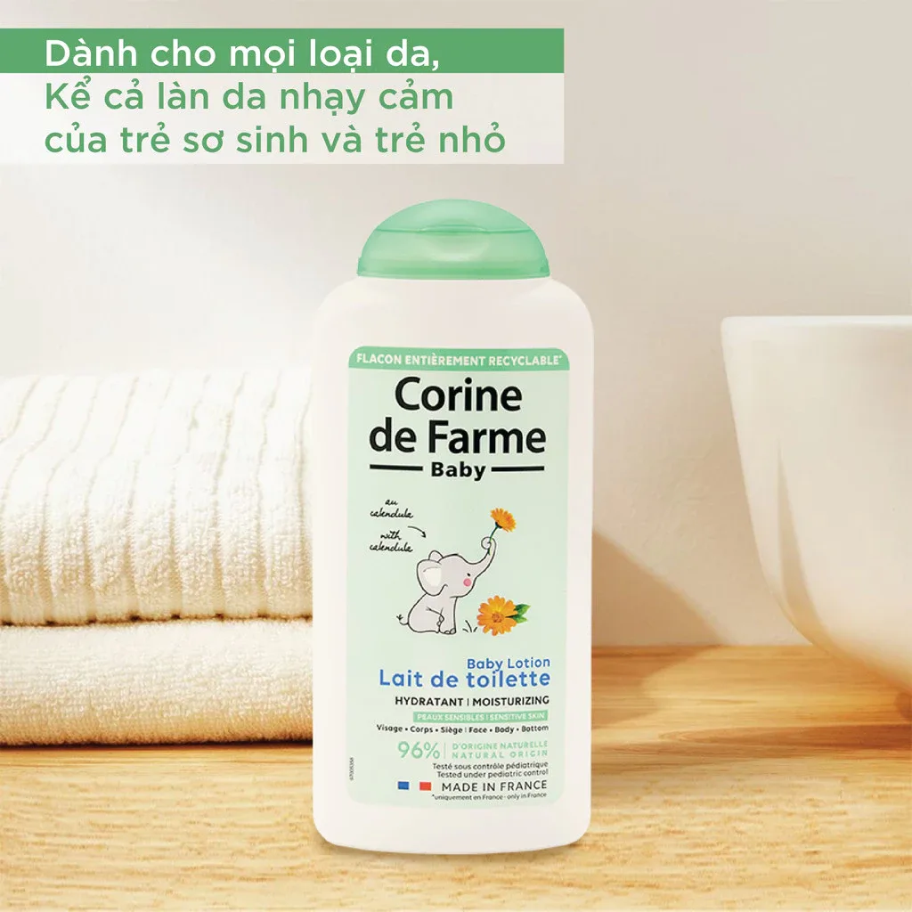 Lotion Làm Sạch Dịu Nhẹ Cho Bé Corine De Farme Baby Lotion Làm Dịu Dưỡng Ẩm Cho Da Nhạy Cảm 250ml 2