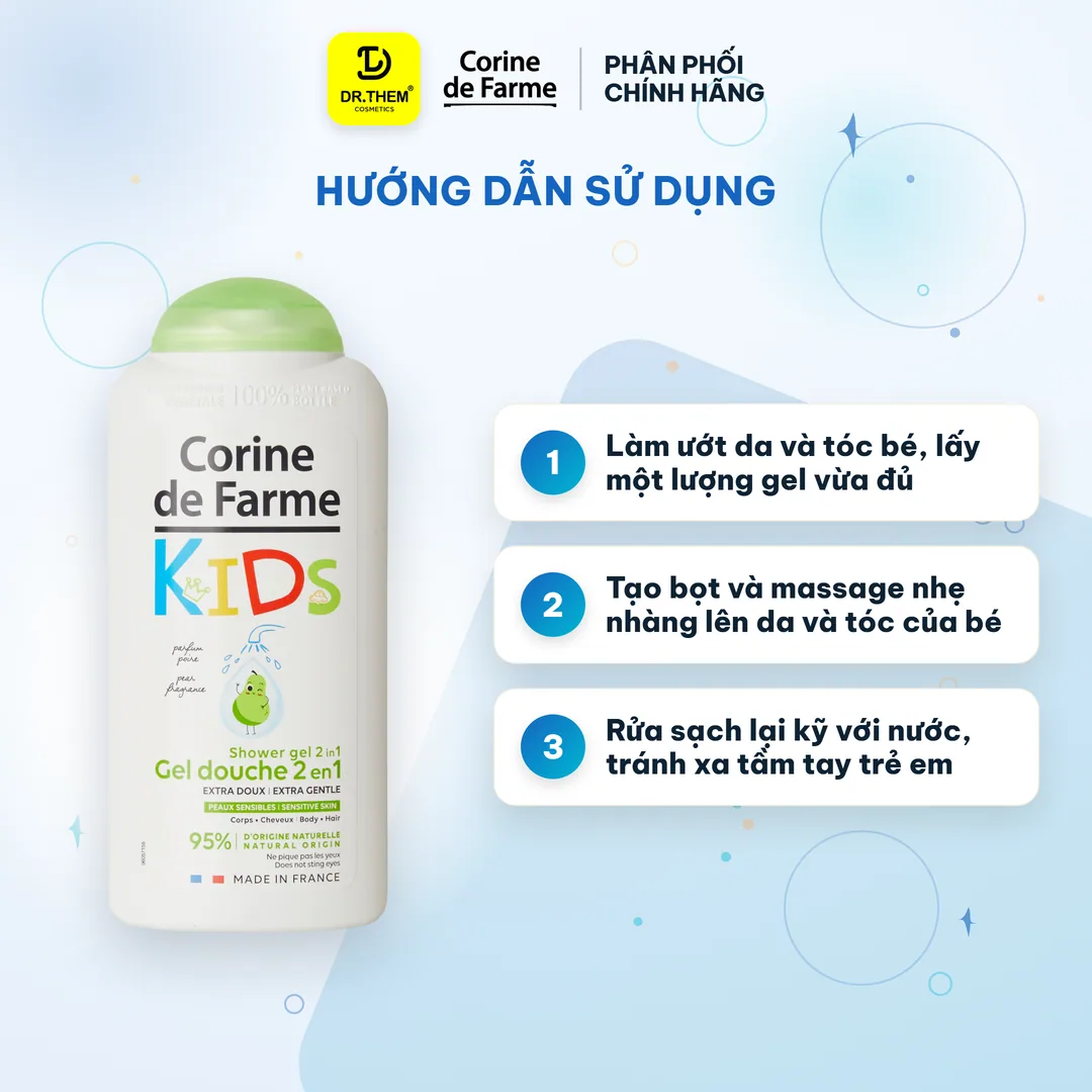 Gel Tắm Gội 2 In 1 Cho Bé Corine De Farme Pear Hương Quả Lê Làm Sạch Dịu Nhẹ Không Cay Mắt Cho Da Nhạy Cảm 300ml 6