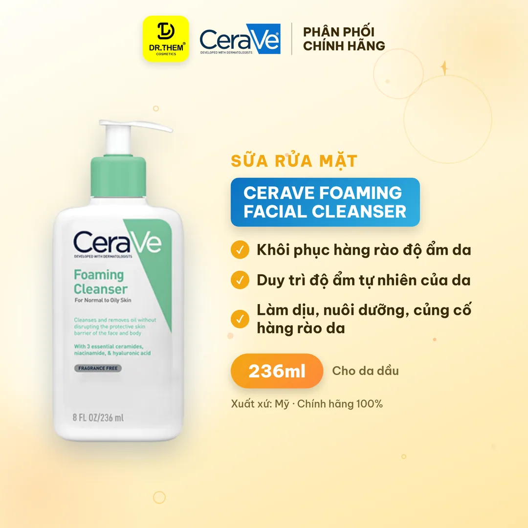 Sữa Rửa Mặt CeraVe Foaming Hydrating SA Smoothing Cleanser Làm Sạch Dịu Nhẹ Cho Mọi Loại Da 88ml 236ml 473ml 3