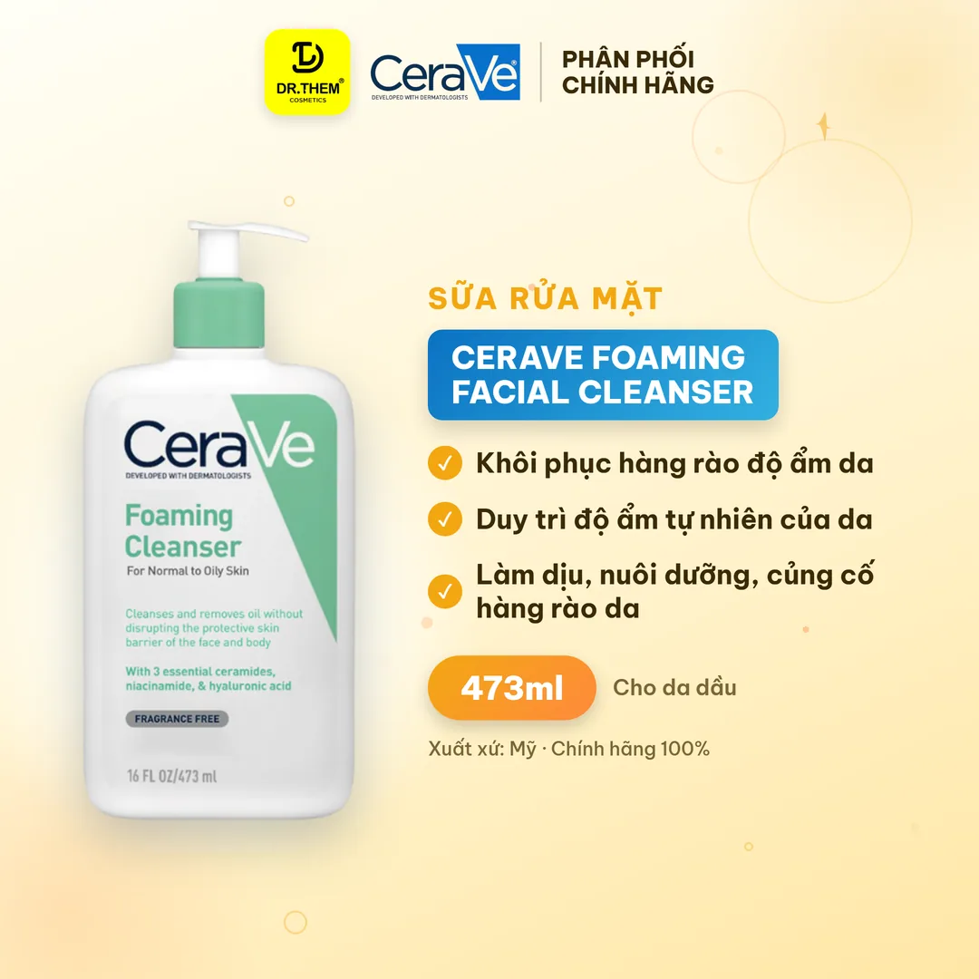 Sữa Rửa Mặt CeraVe Foaming Hydrating SA Smoothing Cleanser Làm Sạch Dịu Nhẹ Cho Mọi Loại Da 88ml 236ml 473ml 4