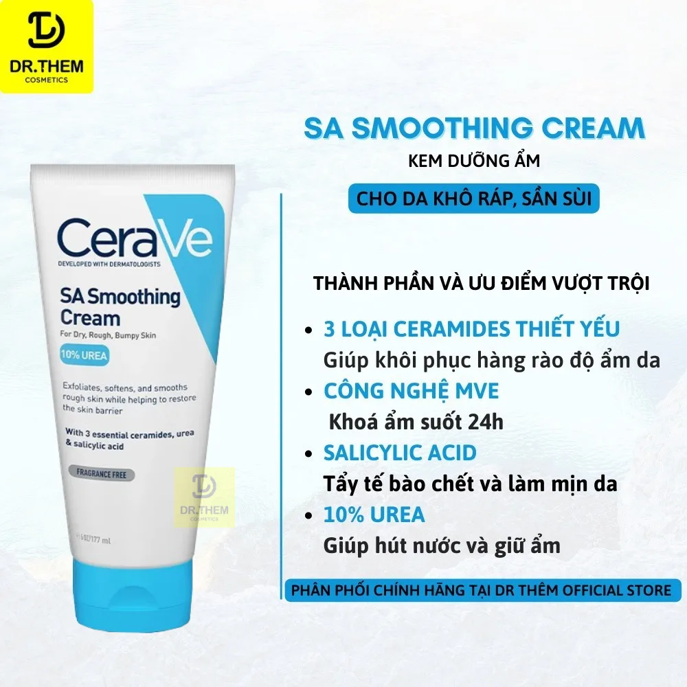 Kem Dưỡng CeraVe SA Smoothing Cream Làm Mềm Mịn Da Khô Sần Sùi Dày Sừng Nang Lông Cho Da Nhạy Cảm 177ml 3