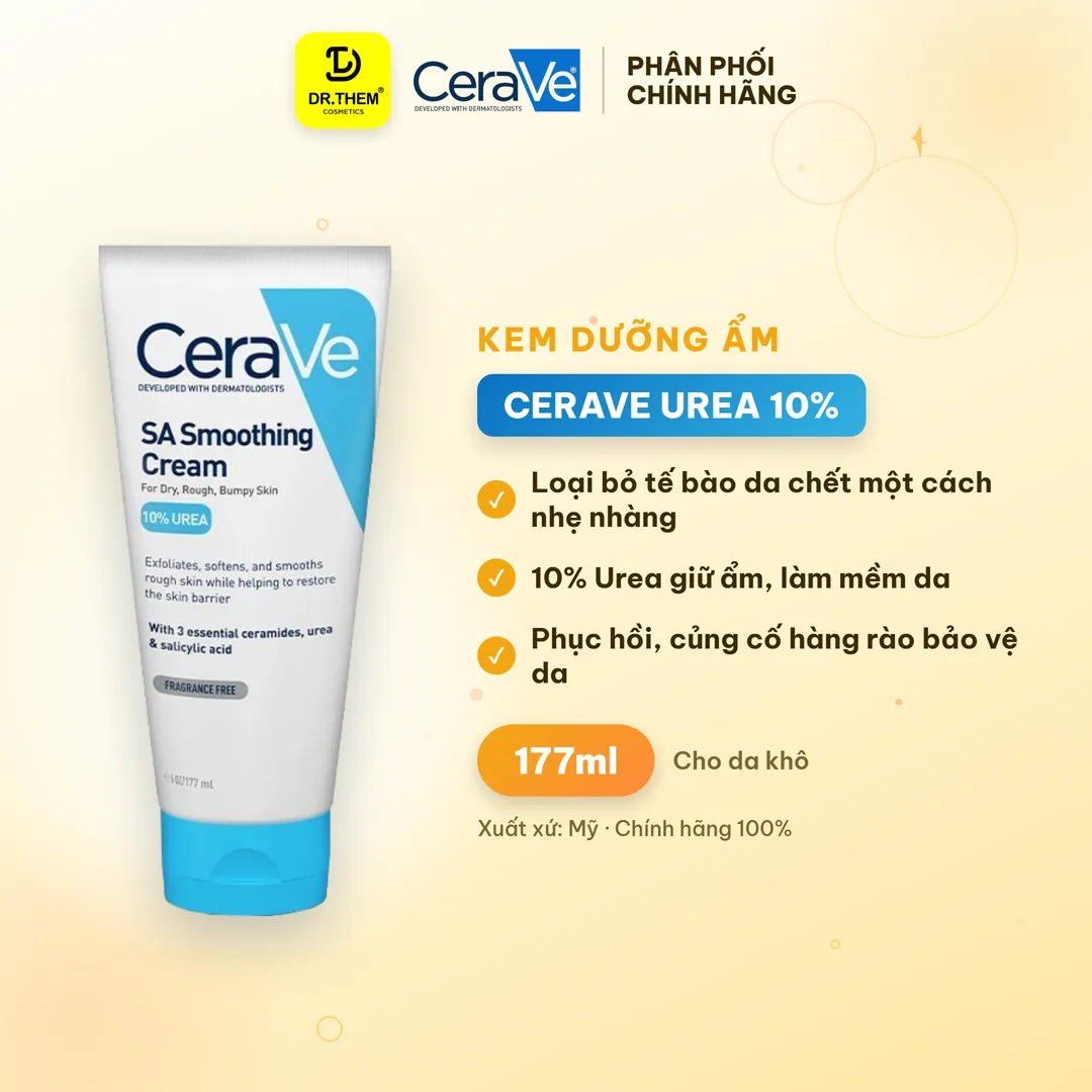 Kem Dưỡng CeraVe SA Smoothing Cream Làm Mềm Mịn Da Khô Sần Sùi Dày Sừng Nang Lông Cho Da Nhạy Cảm 177ml