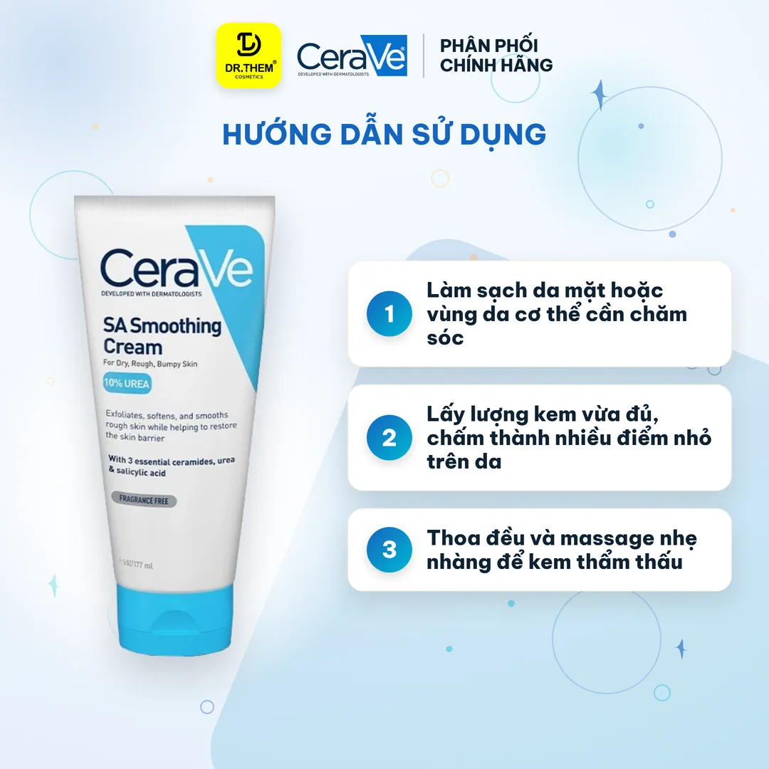 Kem Dưỡng CeraVe SA Smoothing Cream Làm Mềm Mịn Da Khô Sần Sùi Dày Sừng Nang Lông Cho Da Nhạy Cảm 177ml 5