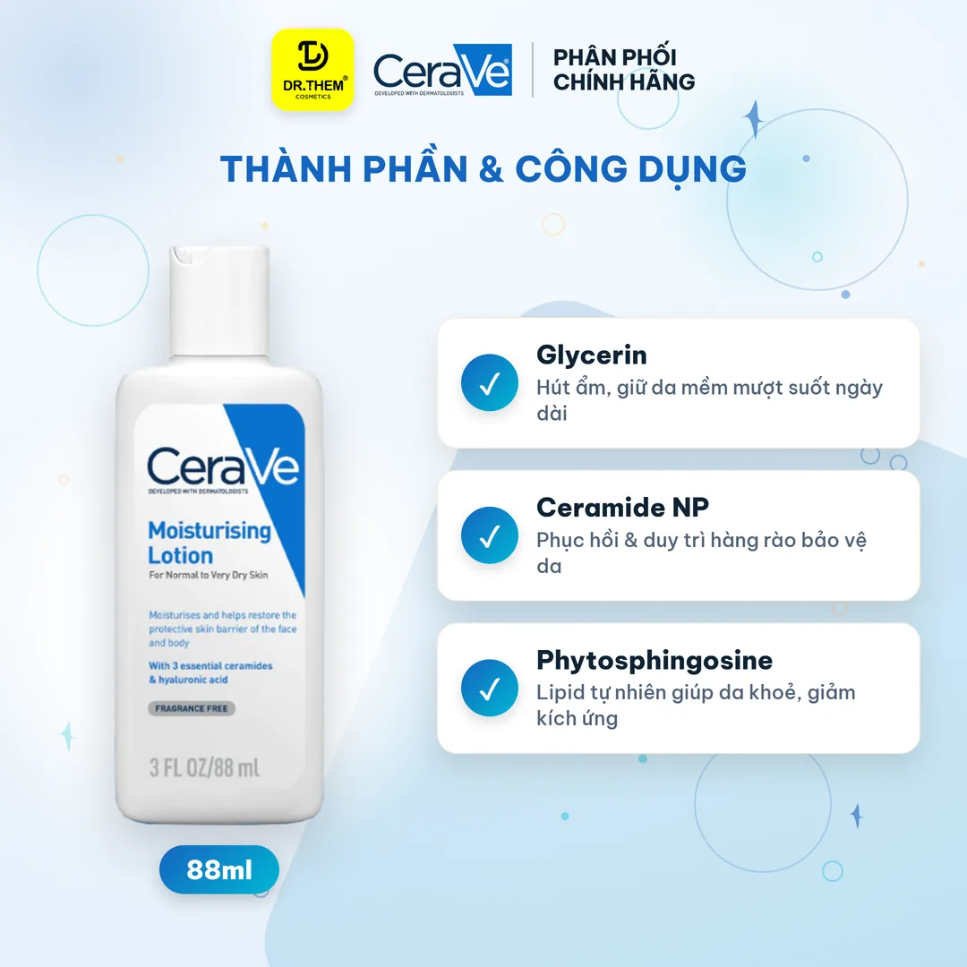 Sữa Dưỡng Ẩm CeraVe Moisturising Lotion Cấp Ẩm Phục Hồi Da Cho Da Thường Đến Da Khô 88ml 2