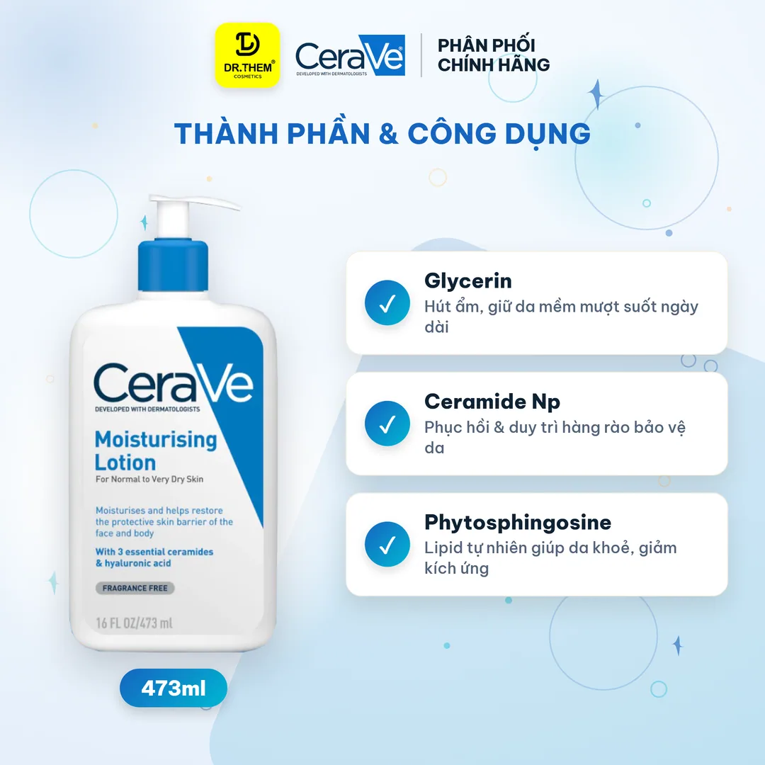 Sữa Dưỡng Ẩm CeraVe Dành Cho Da Khô CeraVe Moisturising Lotion 473ml 2