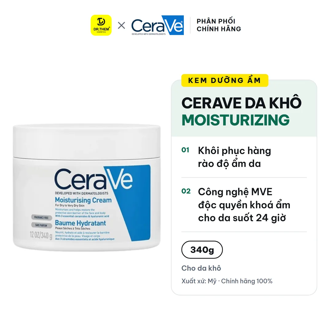 Kem Dưỡng Ẩm Cerave Dành Cho Da Khô Cerave Moisturizing Cream 340g