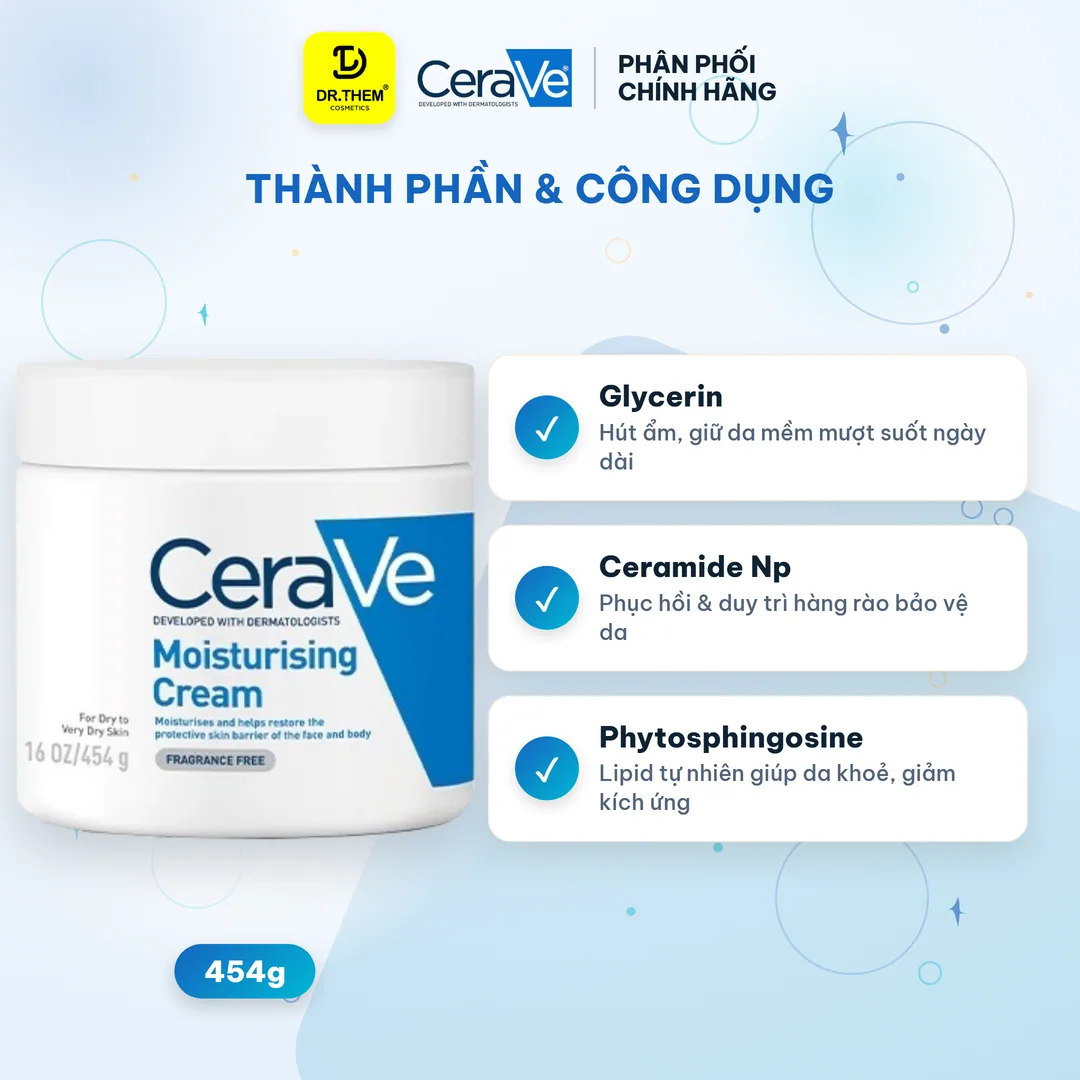 Kem Dưỡng Ẩm Cerave Dành Cho Da Khô Cerave Moisturizing Cream 454g 2