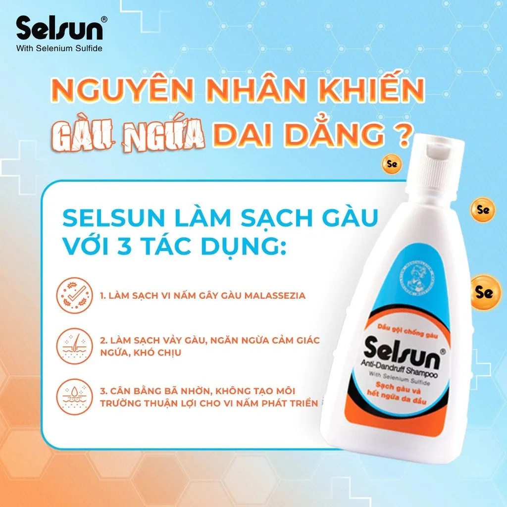 Dầu Gội Selsun 1% Selenium Sulfide Anti Dandruff Shampoo Hỗ Trợ Giảm Gàu Giảm Ngứa Da Đầu 50ml 100ml 250ml 2