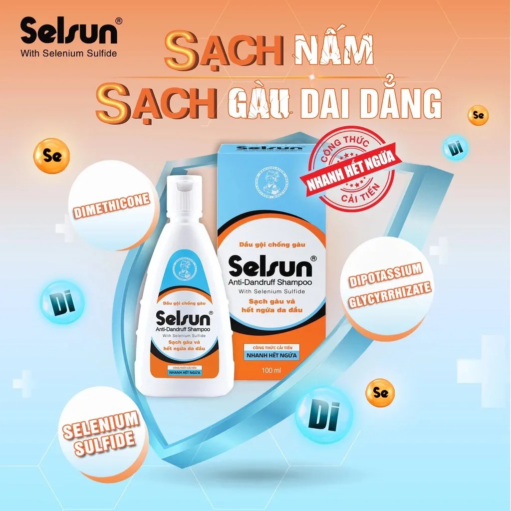 Dầu Gội Selsun 1% Selenium Sulfide Anti Dandruff Shampoo Hỗ Trợ Giảm Gàu Giảm Ngứa Da Đầu 50ml 100ml 250ml 5