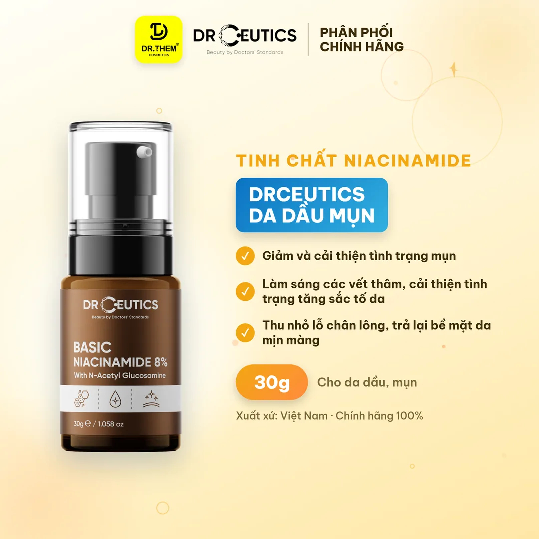 Tinh Chất Niacinamide Basic 8% DrCeutics Cho Da Dầu Mụn 30g