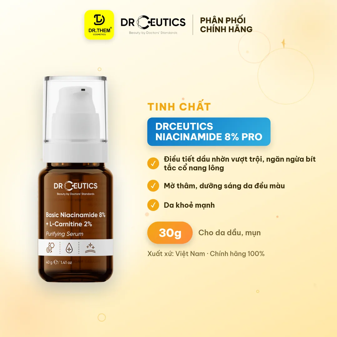 Tinh Chất DrCeutics Basic Niacinamide B3 8% 12% 20% Serum Hỗ Trợ Sáng Da Mờ Thâm Mụn Kiềm Dầu 30g/40g/100g 2