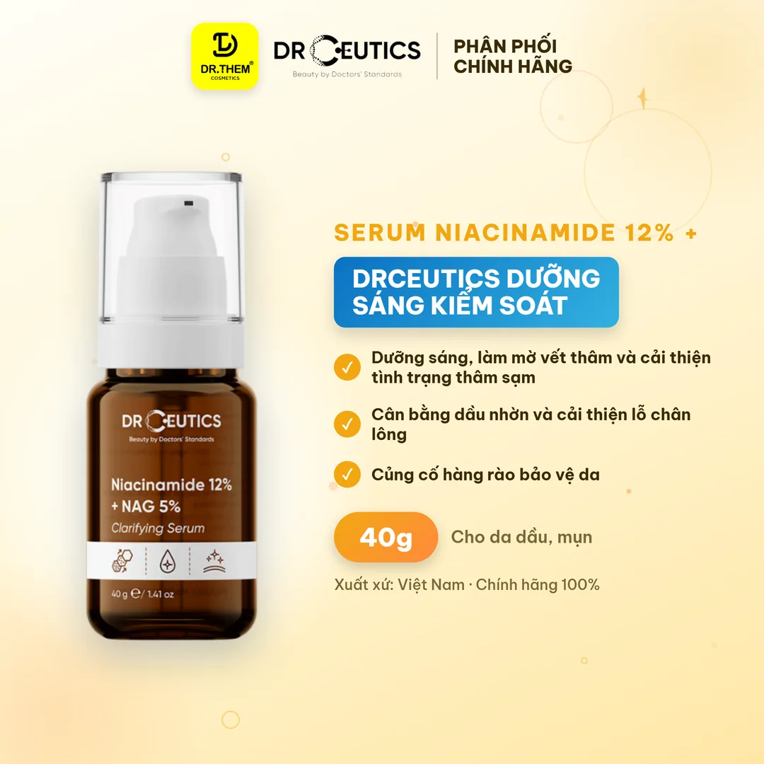 Serum Niacinamide 12% + NAG 5% DrCeutics Dưỡng Sáng Kiểm Soát Dầu Thừa 40g