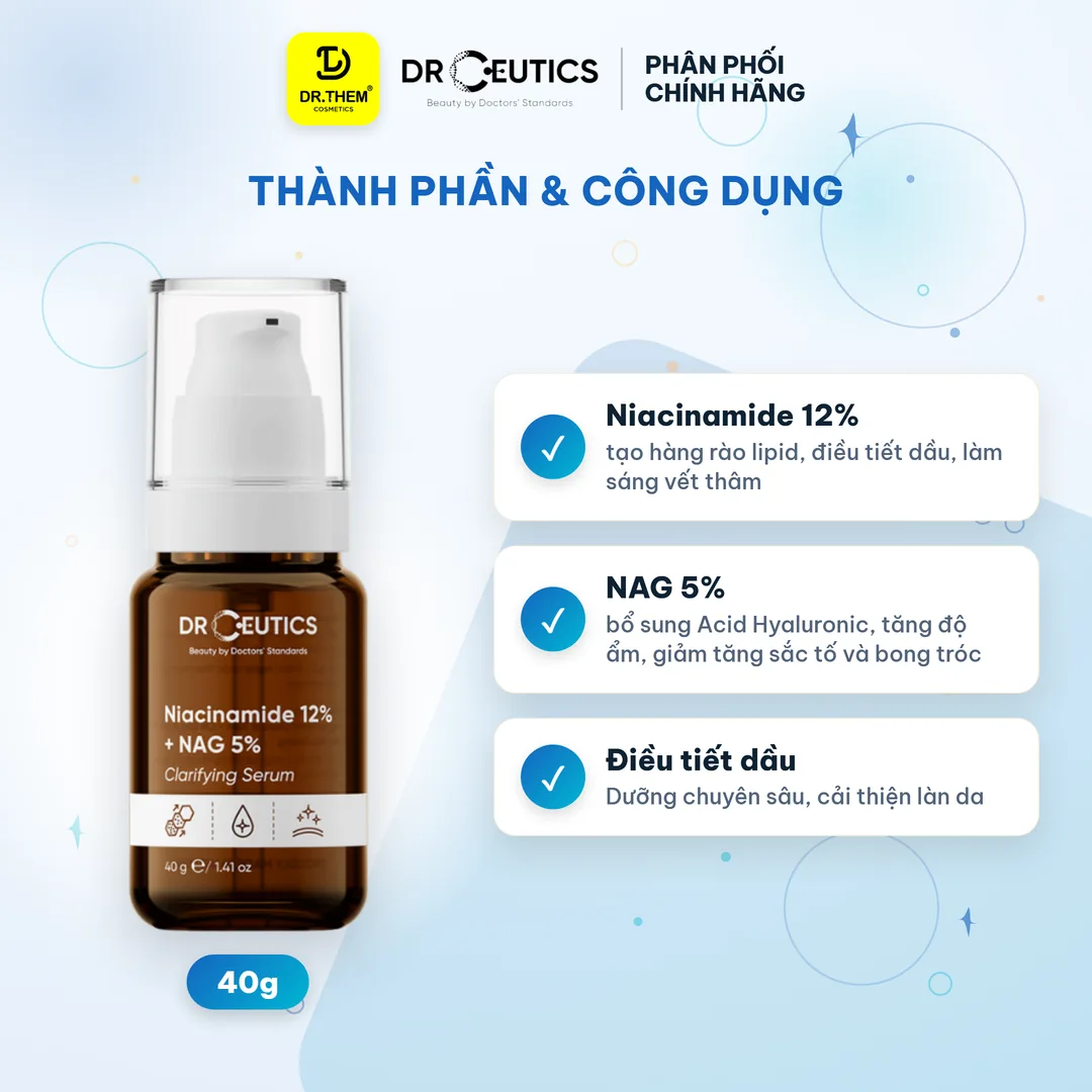Serum Niacinamide 12% + NAG 5% DrCeutics Dưỡng Sáng Kiểm Soát Dầu Thừa 40g 2