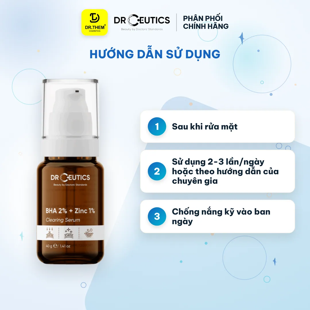 Tinh Chất DrCeutics BHA 2% + Zinc 1% Serum Hỗ Trợ Giảm Mụn Giảm Sưng Kiềm Dầu Cho Da Dầu Mụn 40ml 9