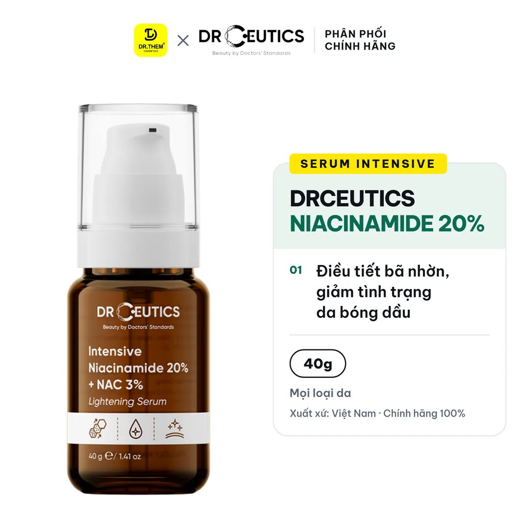 Serum Intensive Niacinamide 20% + NAC 3% DrCeutics Mờ Thâm Sáng Da 40g