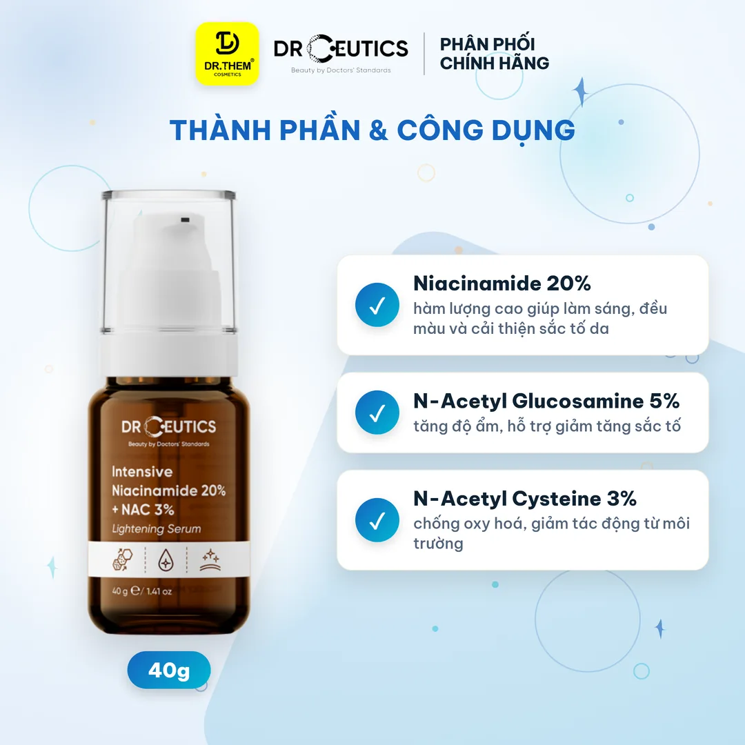 Serum Intensive Niacinamide 20% + NAC 3% DrCeutics Mờ Thâm Sáng Da 40g 2