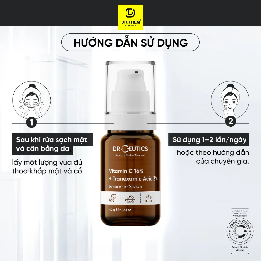 Tinh Chất DrCeutics Vitamin C 16% + Tranexamic Acid 3% Serum Hỗ Trợ Sáng Da Mờ Thâm Ngăn Ngừa Lão Hóa 40g 6