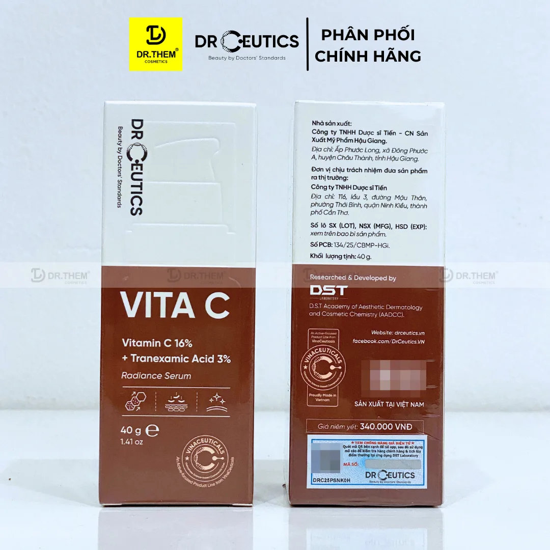 Tinh Chất DrCeutics Vitamin C 16% + Tranexamic Acid 3% Serum Hỗ Trợ Sáng Da Mờ Thâm Ngăn Ngừa Lão Hóa 40g 8