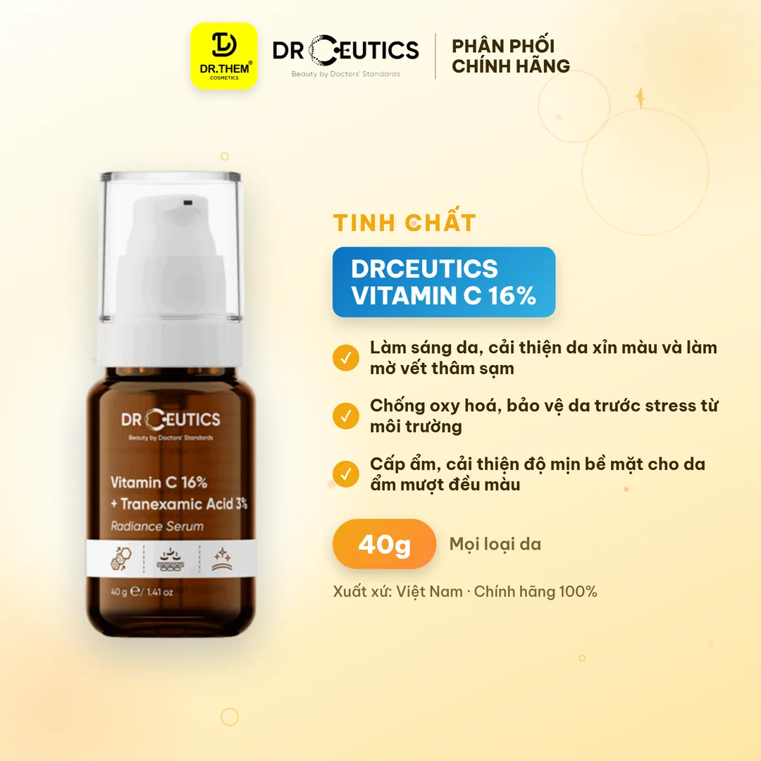 Tinh Chất DrCeutics Vitamin C 16% + Tranexamic Acid 3% Serum Hỗ Trợ Sáng Da Mờ Thâm Ngăn Ngừa Lão Hóa 40g