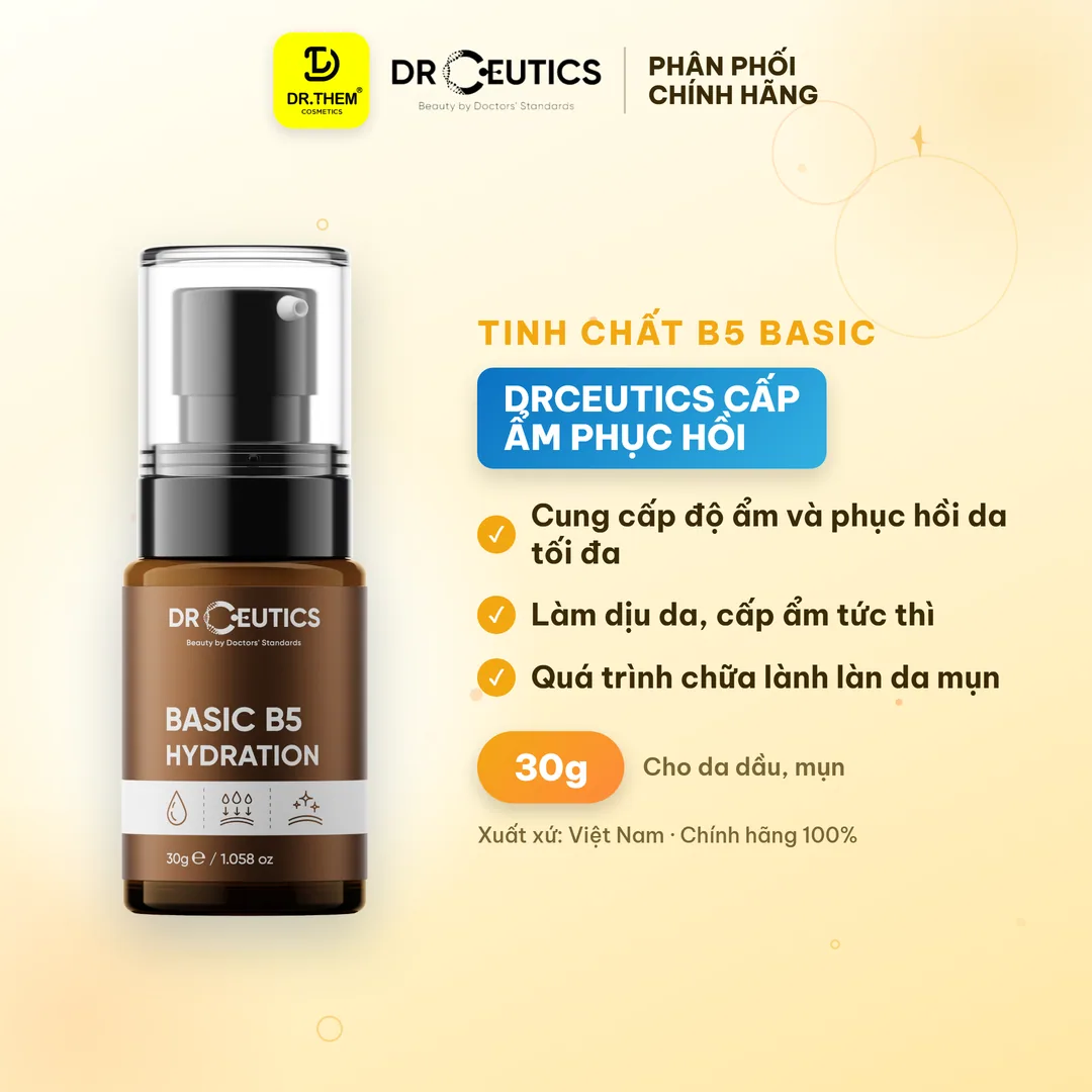 Tinh Chất B5 Basic Hydration 5% DrCeutics Cấp Ẩm Phục Hồi Cho Da Dầu Mụn 30g
