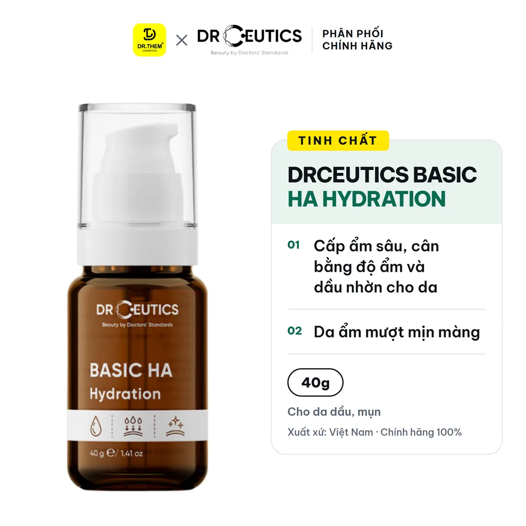 Tinh Chất DrCeutics Basic HA Hydration Serum Cấp Ẩm Sâu Cân Bằng Dầu Nhờn Cho Làn Da Dầu Mụn 40g