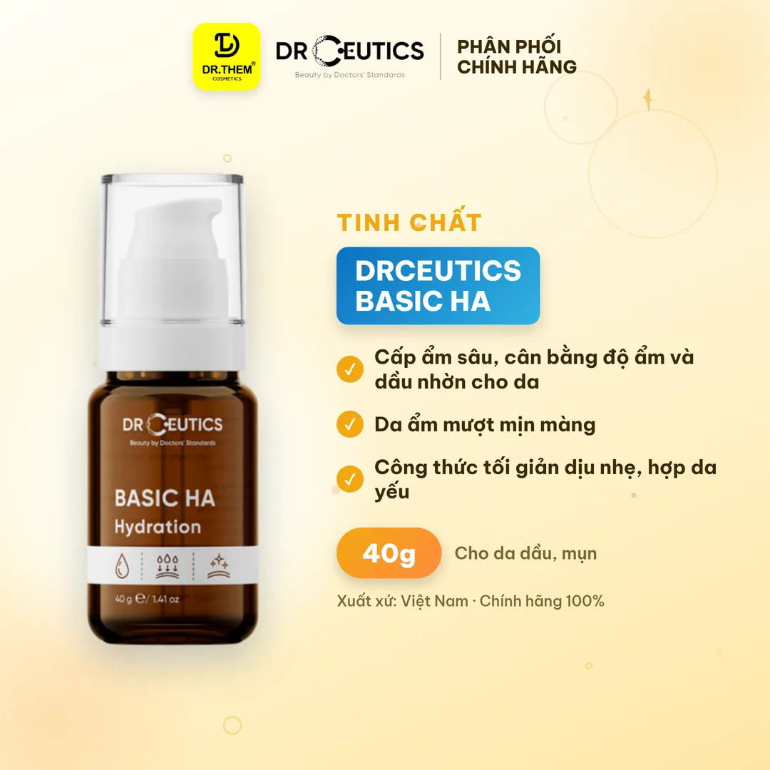 Tinh Chất DrCeutics Basic HA Hydration Serum Cấp Ẩm Sâu Cân Bằng Dầu Nhờn Cho Làn Da Dầu Mụn 40g