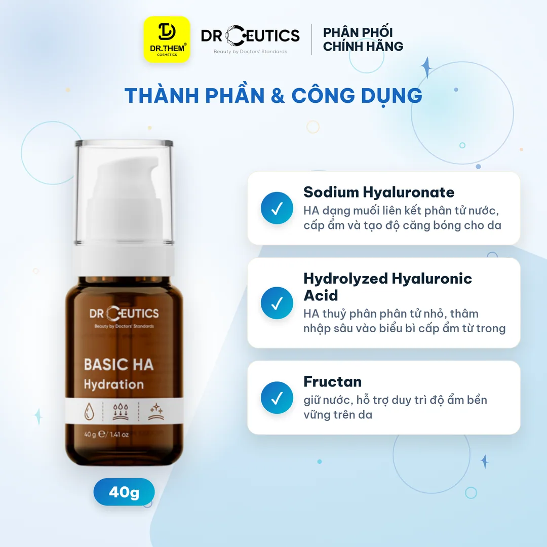 Tinh Chất DrCeutics Basic HA Hydration Serum Cấp Ẩm Sâu Cân Bằng Dầu Nhờn Cho Làn Da Dầu Mụn 40g 2