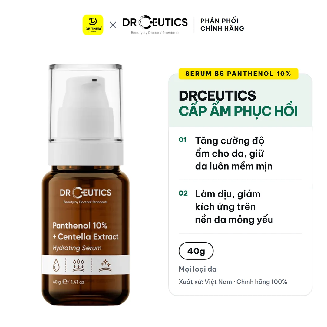 Serum B5 Panthenol 10% + Centella Extract DrCeutics Cấp Ẩm Phục Hồi Da 40g