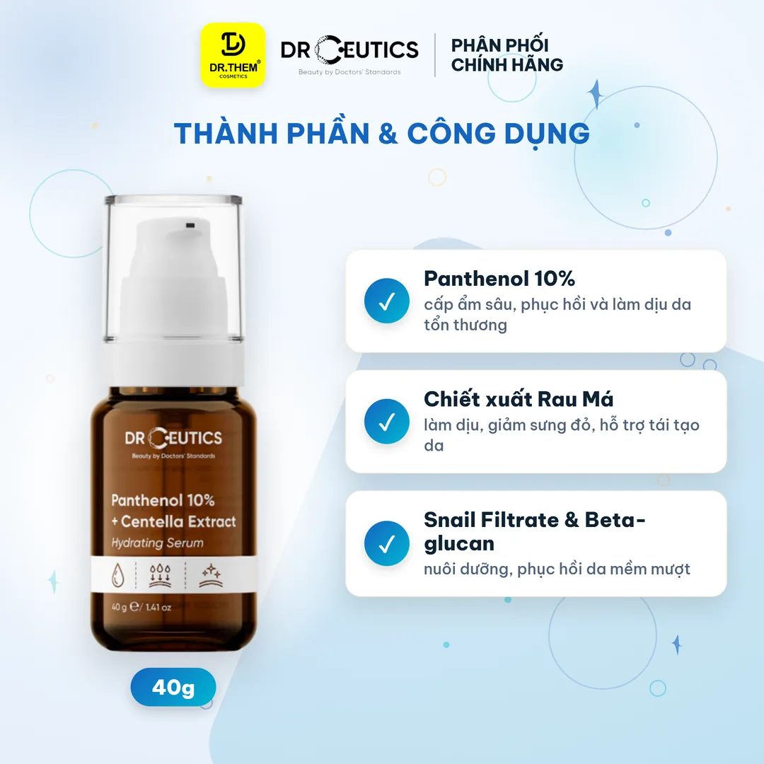 Serum B5 Panthenol 10% + Centella Extract DrCeutics Cấp Ẩm Phục Hồi Da 40g 2