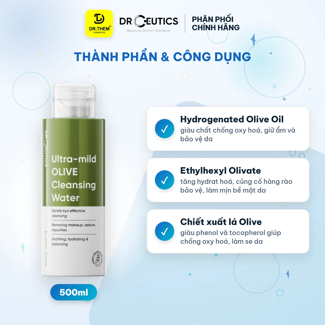 Nước Tẩy Trang Ultra-mild OLIVE DrCeutics Cho Mọi Loại Da, Da Nhạy Cảm 500ml 2