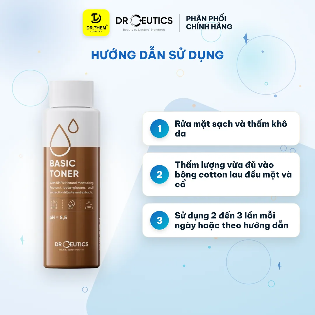 Toner DrCeutics Basic Toner Cấp Ẩm Làm Dịu Cân Bằng Da Cho Da Dầu 200ml 3