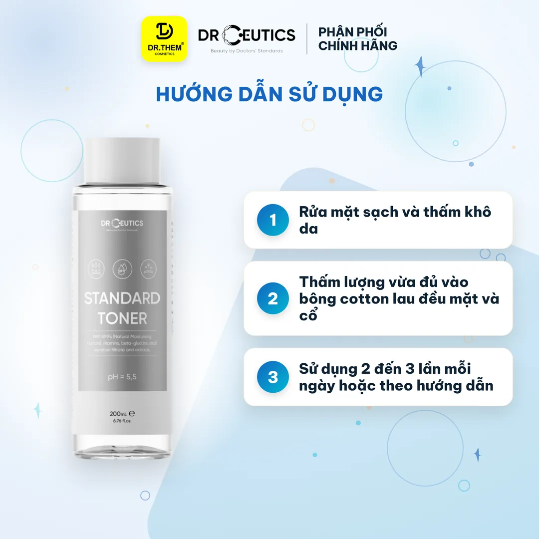Toner DrCeutics Standard Toner Cấp Ẩm Làm Dịu Cân Bằng Da Cho Da Thường 200ml 3