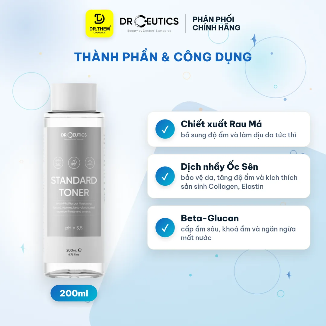 Toner DrCeutics Standard Toner Cấp Ẩm Làm Dịu Cân Bằng Da Cho Da Thường 200ml 2
