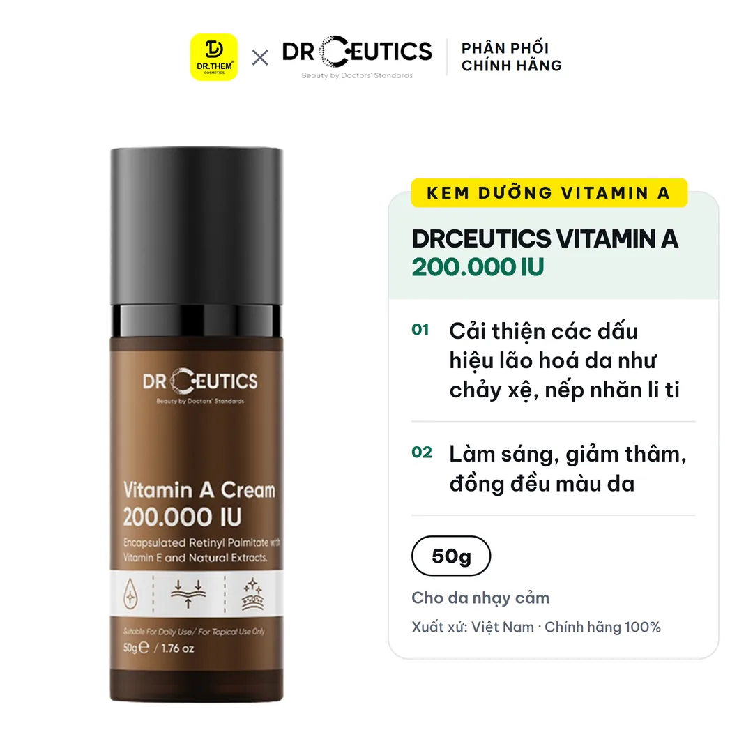 Kem Dưỡng Vitamin A 200.000 IU DrCeutics Trẻ Hoá Và Căng Mịn Da 50g