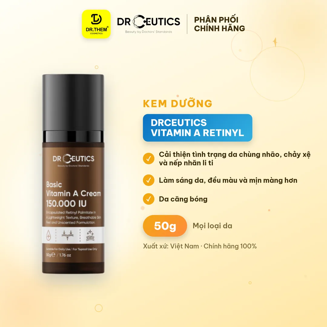 Kem Dưỡng DrCeutics Vitamin A Retinyl Palmitate Hỗ Trợ Trẻ Hóa Căng Mịn Da Cho Mọi Loại Da 35g
