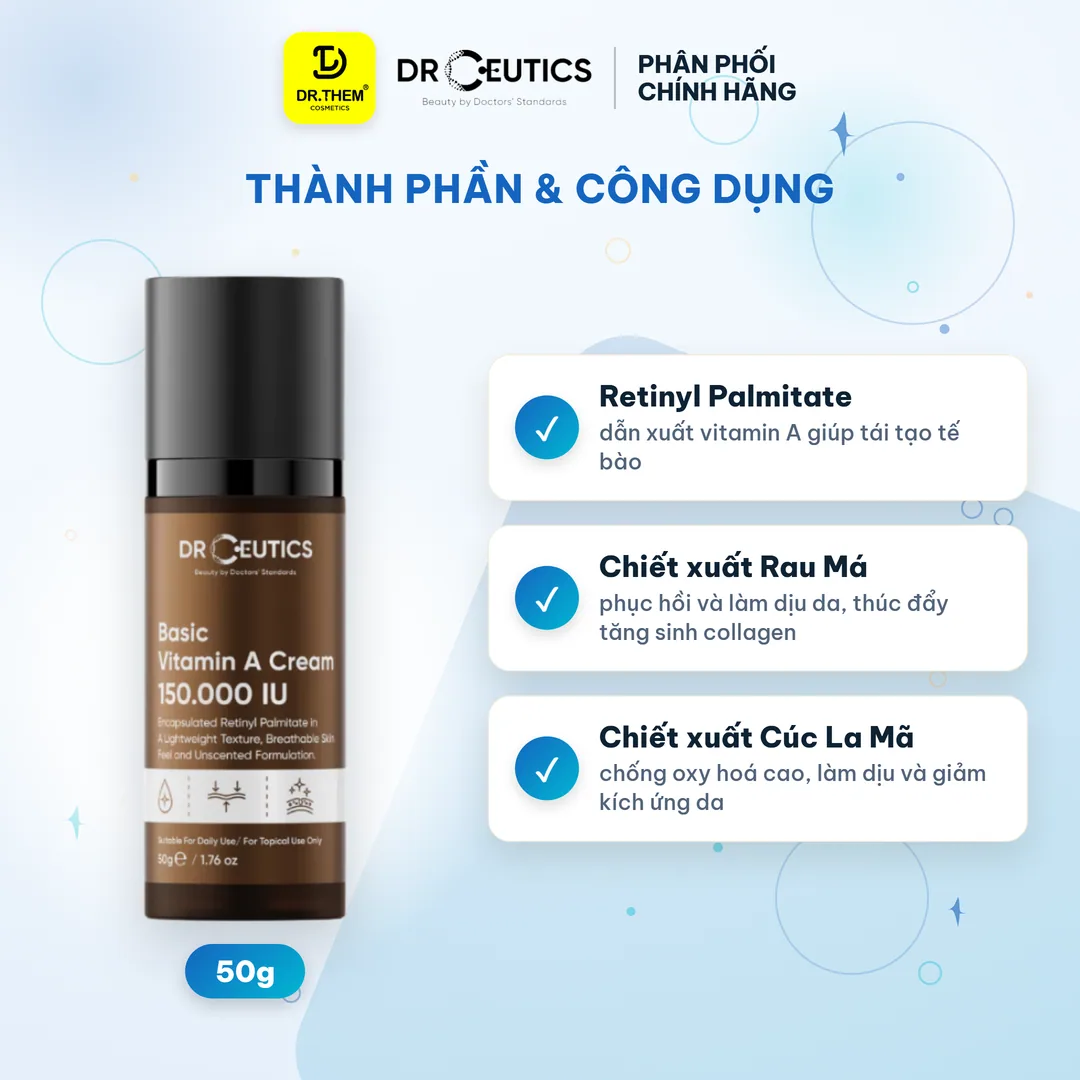 Kem Dưỡng DrCeutics Vitamin A Retinyl Palmitate Hỗ Trợ Trẻ Hóa Căng Mịn Da Cho Mọi Loại Da 35g 2