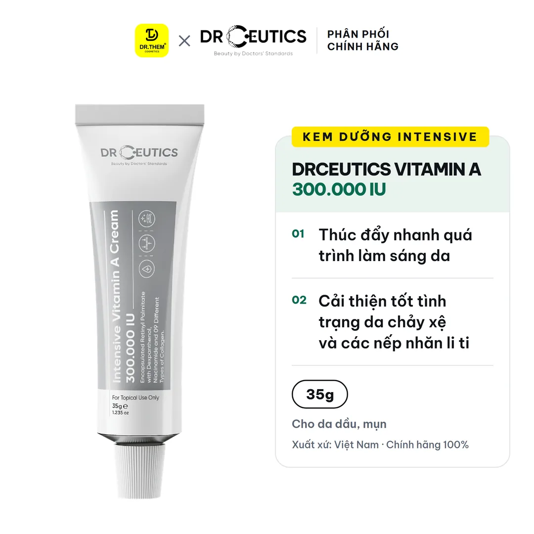 Kem Dưỡng Intensive Vitamin A Cream 300.000 IU DrCeutics Trẻ Hoá Căng Mịn Da 35g