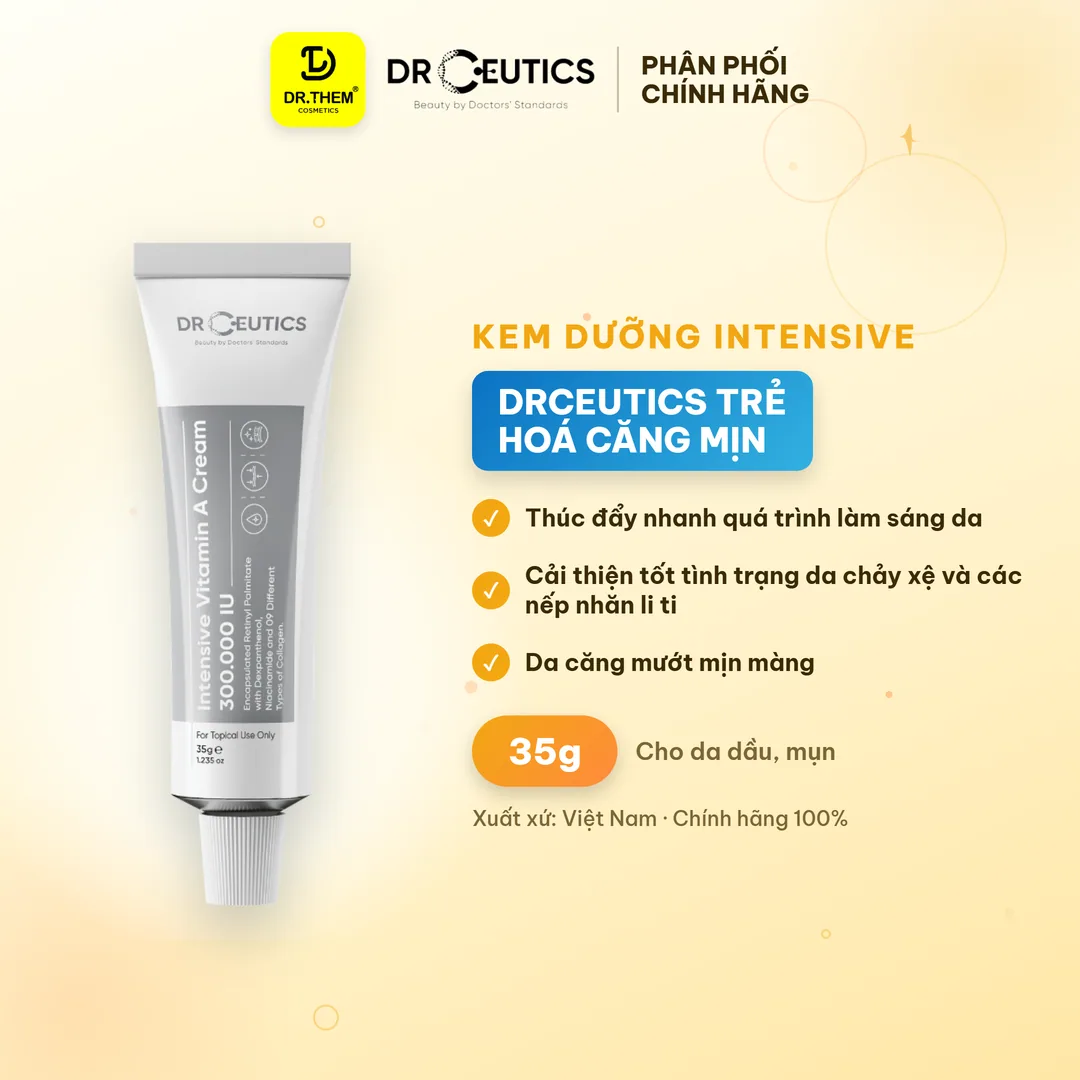 Kem Dưỡng Intensive Vitamin A Cream 300.000 IU DrCeutics Trẻ Hoá Căng Mịn Da 35g