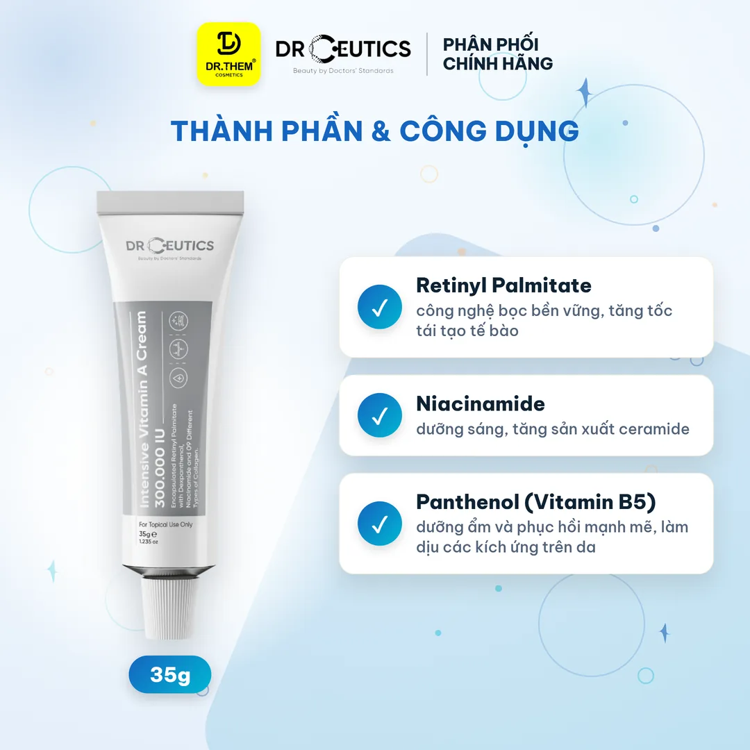 Kem Dưỡng Intensive Vitamin A Cream 300.000 IU DrCeutics Trẻ Hoá Căng Mịn Da 35g 2