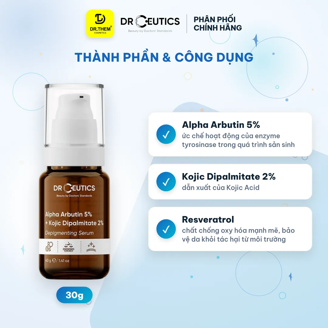Serum DrCeutics Alpha Arbutin 5% Và Kojic Dipalmitate 2% Hỗ Trợ Làm Sáng Da Mờ Nám Cho Da Xỉn Màu 30g 4