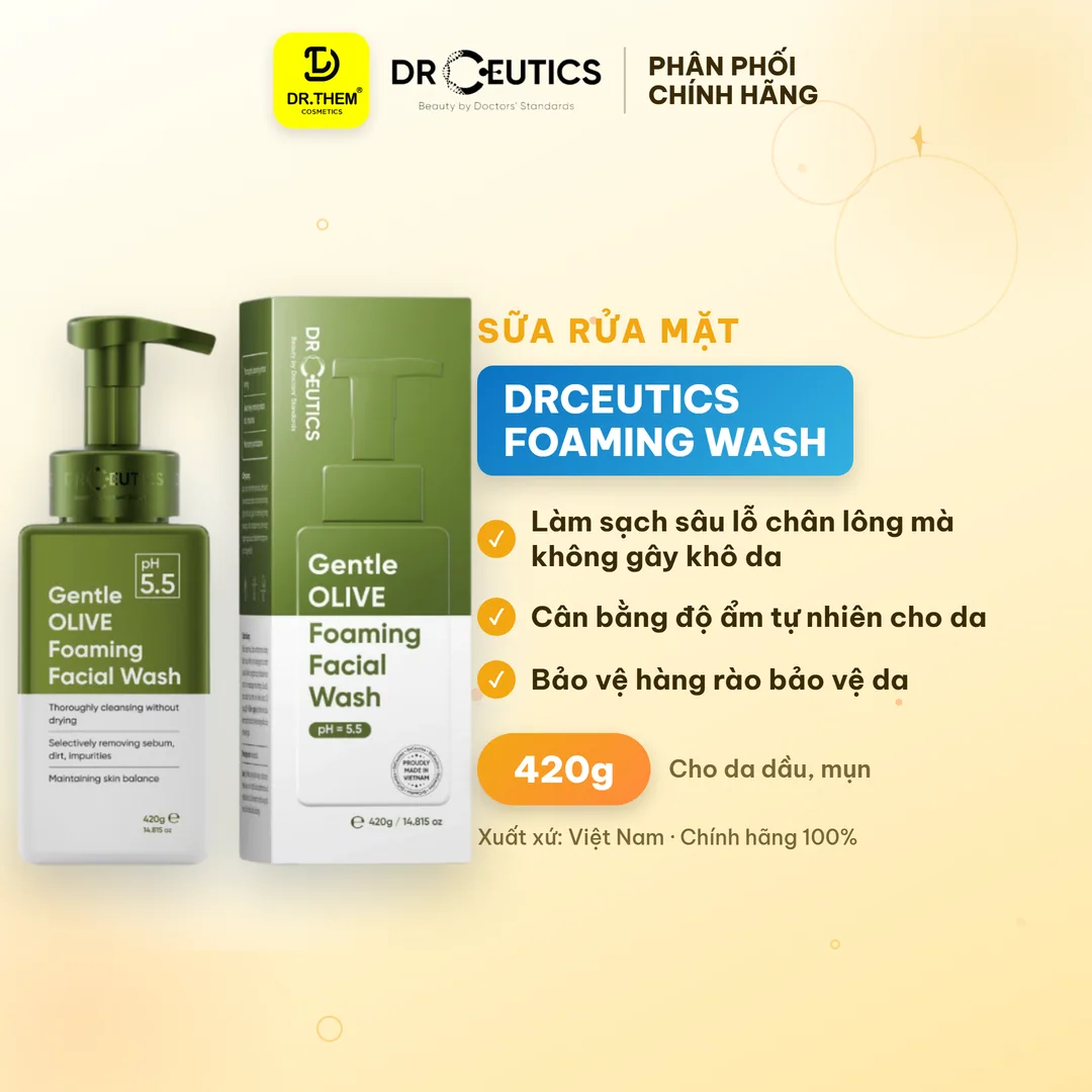 Sữa Rửa Mặt Drceutics Gentle Olive Cleansing Foam Làm Sạch Sâu Dịu Nhẹ Cân Bằng Ẩm Cho Mọi Loại Da 3